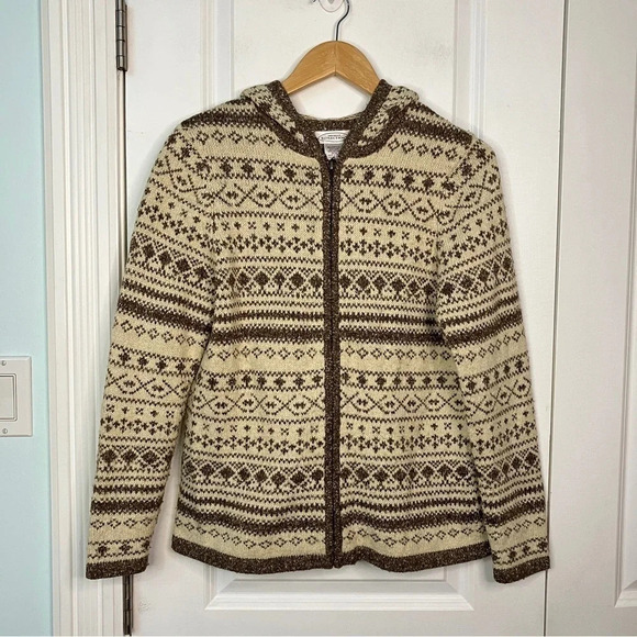 Vintage Northern Reflections Nordic Winter Cozy Knit Full Zip Hoodie - Picture 2 of 6